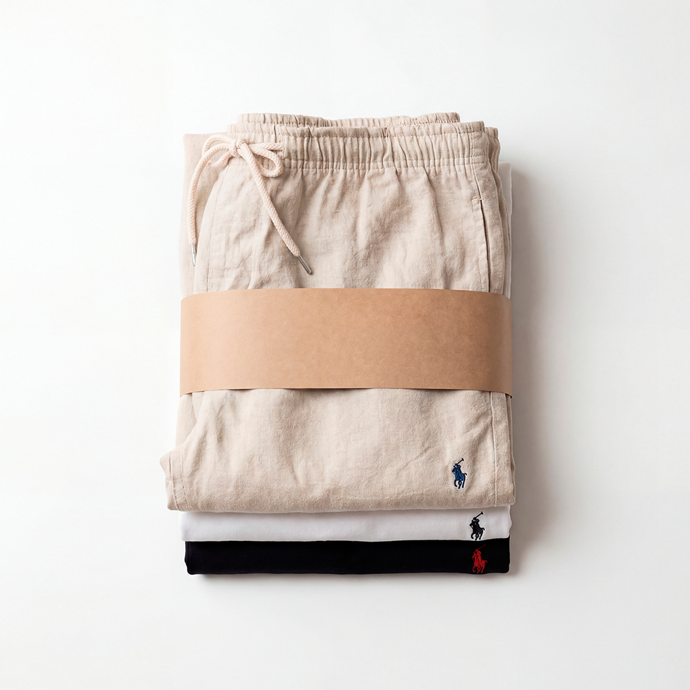 Kit 2 Basic Ralph Lauren T-shirts + 1 Linen Shorts