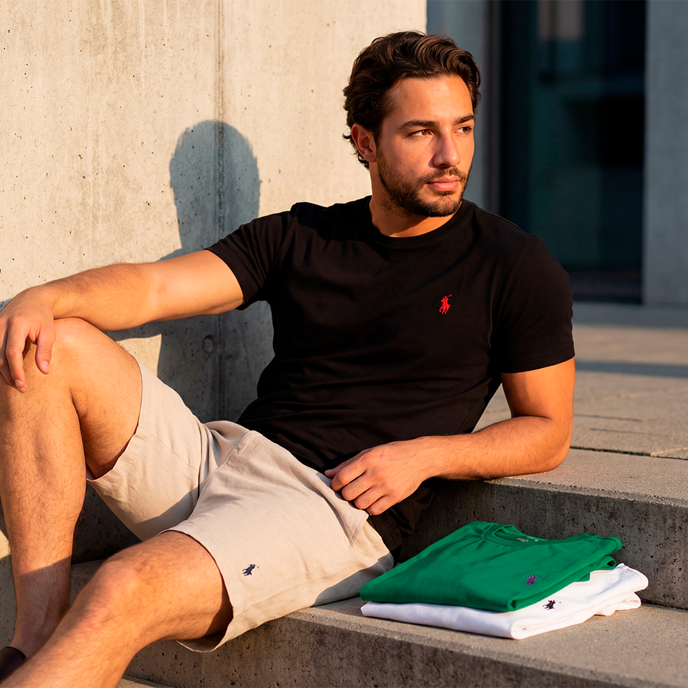 Kit 2 Basic Ralph Lauren T-shirts + 1 Linen Shorts